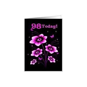  98th Birthday with Flowers and butterflies Card Toys 