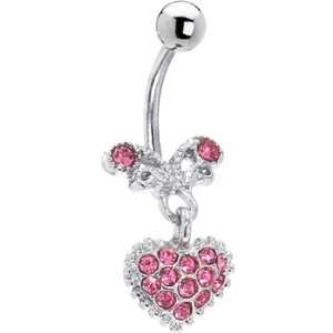  Pink Treasured Heart Belly Ring Jewelry