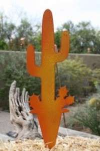 Yard Art Garden Stake Southwest Decor Cactus Desert Art  