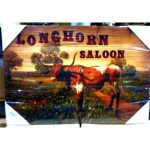 Lodge Cabin Rustic Decor Longhorn Saloon Wood Plank Picture Hanging 