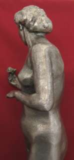Soviet Russian USSR Vintage Sculpture Statue Bust GIRL w FLOWER 1958 H 