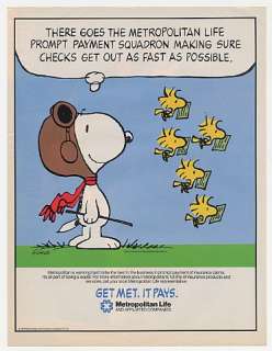 1986 Snoopy Woodstock Squadron Met Life Insurance Ad  