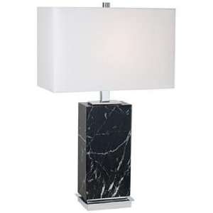  Euro Design Black Faux Marble Block Table Lamp