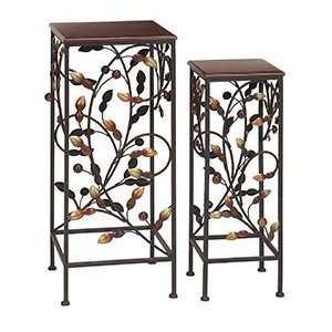   Two Wood Metal Beautiful Decorative Plant Stands Patio, Lawn & Garden