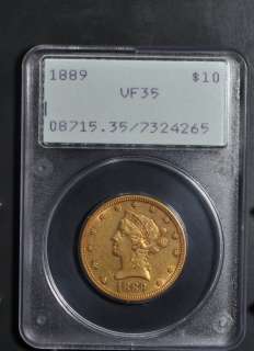 1889 PCGS VF35 $10 LIBERTY GOLD EAGLE OGH RATTLER RARE DATE  