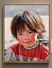 Original Oil painting female art chinese small boy 27x31