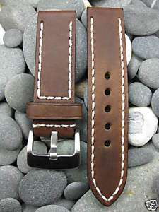 22mm COW LEATHER STRAP Band fit PANERAI 22 Dark Brown  