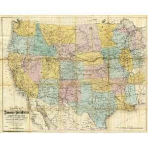   Map of The Territory of The United States, 1868 Arts, Crafts & Sewing