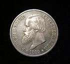 Brazil  Pedro II  Silver 2000 REIS  1889  VF  