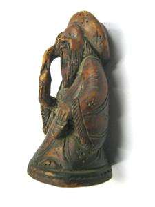 ANTIQUE WOODEN STATUE WITH BIRD. INTRICATE CARVING  