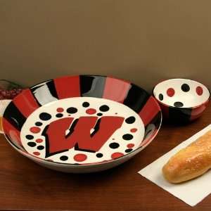  Wisconsin Badgers 2 Piece Chips & Dip Bowl Set Sports 