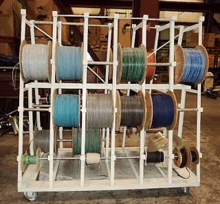 TAG#2650  HEAVY DUTY HIGH CAPACITY ELECTRIC REEL RACK WITH WIRE.