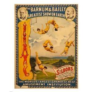  Trapeze Artists, Barnum & Bailey, 1896 Poster (8.00 x 10 