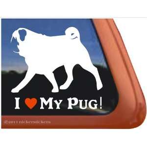  I Love My Pug Vinyl Window Decal Pug Dog Sticker 