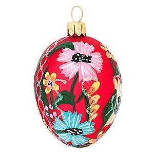  Red Egg With Flowers Ornament