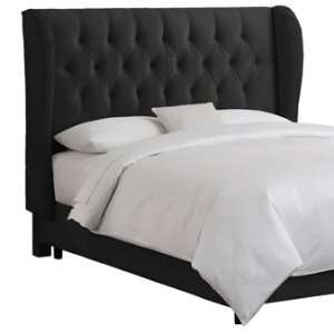  Skyline Furniture Tufted Wingback Bed in Velvet Black 