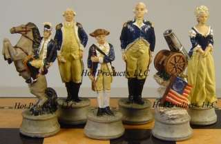AMERICAN REVOLUTIONARY INDEPENDENCE War Chess Men Set  