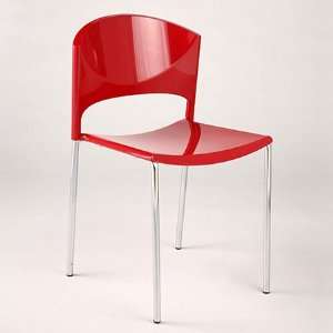  ITALMODERN BRYNN Side Chair; Red/Chrome SET OF 4