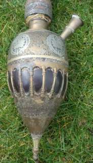 HUGE 19th C MUSEUM QUALITY ANTIQUE ISLAMIC INDIAN HOOKAH PIPE WITH 