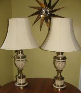 Mid Century modern STIFFEL Brass enamel table lamps  