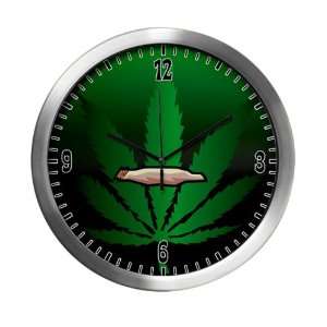    Modern Wall Clock Marijuana Joint and Leaf 