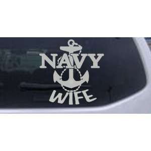 Navy Wife Military Car Window Wall Laptop Decal Sticker    Silver 8in 