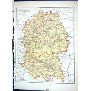  Wiltshire Salisbury Hughes Keane Antique Map England 1886 