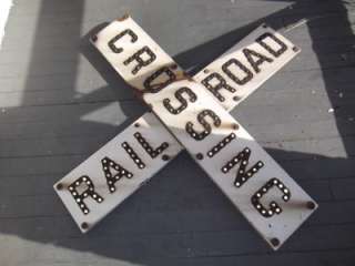   Railroad Crossing Porcelain Enamel Sign Glass Marbles Reflective Beads