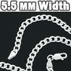 Mens 16 48 Inch .925 Sterling Silver 5.5 mm Cuban Link Chain Hip Hop 