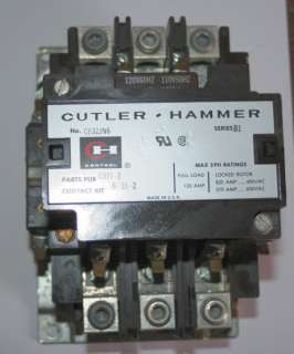 CUTLER HAMMER 3 PHASE MOTOR CONTACTOR 120A C832JN6 /B1  