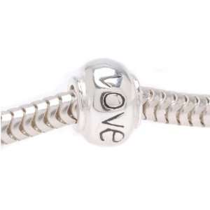  Sterling Silver Love Message Bead   Fits Pandora   8mm 