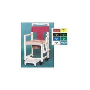   Commode Shower Chair 20 Droparm And Footrest Dlx Navy Seat White Back