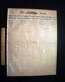 1944 BATTLE OF MONTE CASSINO World War II Old Newspaper  
