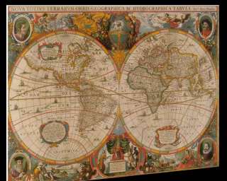 4FT OLD WORLD HONDIUS MAP FINE ART CANVAS GICLEE REPRO  