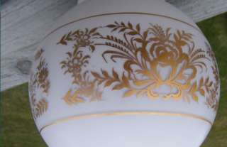 VINTAGE 6 GOLD FLOWERS GLASS CEILING FIXTURE LIGHT BALL SHADE 3 