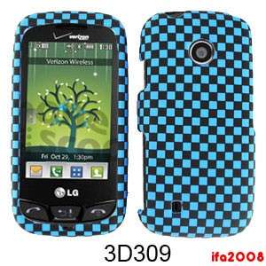 FOR LG COSMOS TOUCH ATTUNE BEACON 3D BLUE BLACK CHECKERED CASE COVER 