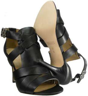 New $168 Coach Mila Women Leather Heel Shoes US 6.5 Black  