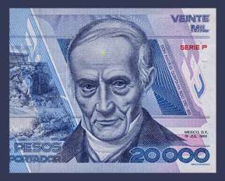 20,000 PESOS Banknote MEXICO   1985 P   Quintana ROO   Maya ART   Pick 