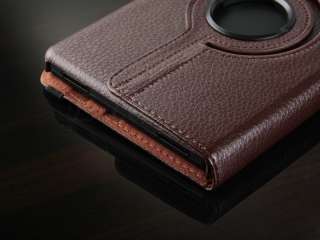 Brown  Kindle Fire WIFI 360°Rotating Leather Case Cover 