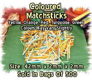 500 x Coloured Wooden Matchsticks, Modelling Kids Craft  