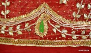 Beautiful hand embroidered dupatta with golden and silver gota patti 