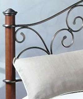 Wood & Metal Frame C Walnut / Charcoal QUEEN Size BED  