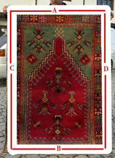 Anatolia Turkish Rug 39 x 57 Antique Hand Woven Mucur Carpet circa 