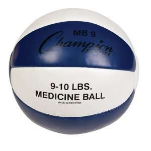   Sports 9 lb Leather Medicine Ball   Blue & White