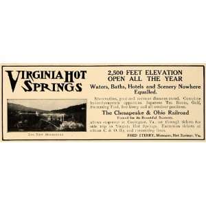  1909 Ad Virginia Hot Springs Resort Chesapeake Ohio RR 