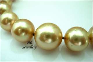 HS 10.3x13.65mm Golden South Sea Cultured Pearl Necklace 17.5, 18K w 