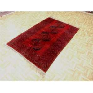    44 x 65 Red Hand Knotted Wool Kazak Rug Furniture & Decor