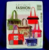 McCalls 4610 Lined Tote Bags Pattern 6 Designs Cute  