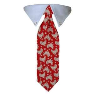  Dog Tie   Wimsical Red Dog Print Dog Tie   Medium  Made in 