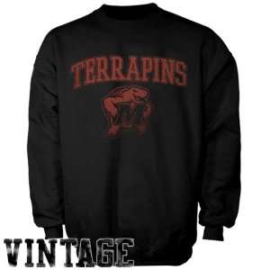 Maryland Terrapins Black Universal Logo Vintage Crew Sweatshirt 
